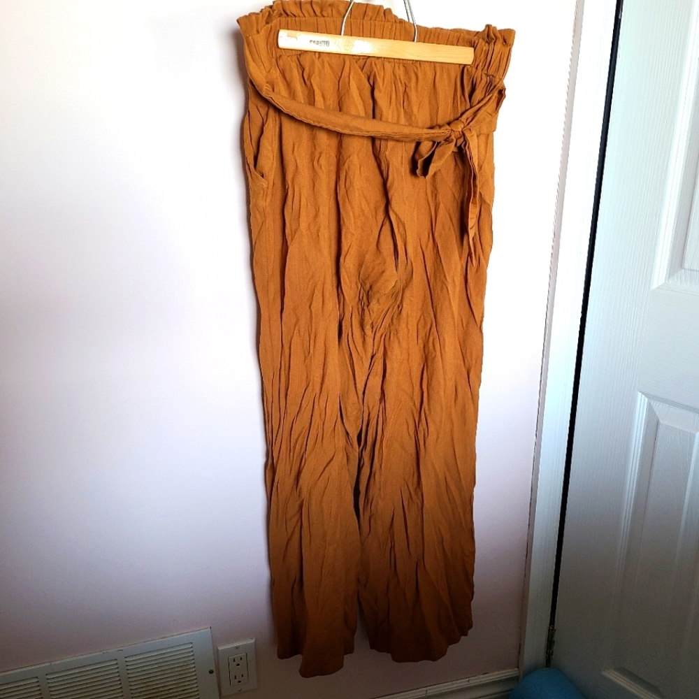 High Waisted Women's Pants- Large Burnt Orange